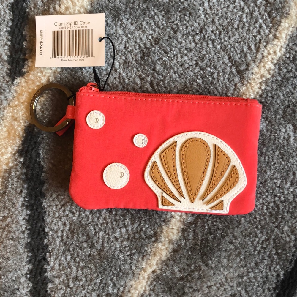 Vera Bradley Clam Zip ID Case Coral Reef NWT